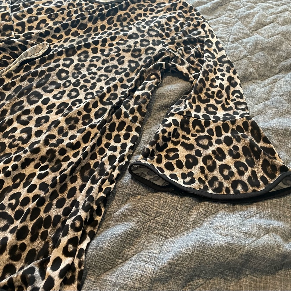 Leopard Print Micheal Kors Flared Sleeve Blouse